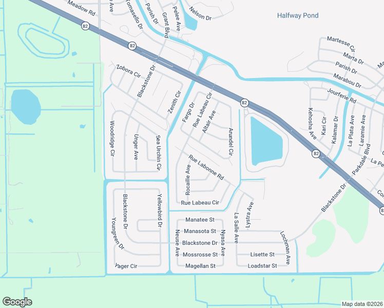 map of restaurants, bars, coffee shops, grocery stores, and more near 215 Rue Labonne Road in Fort Myers