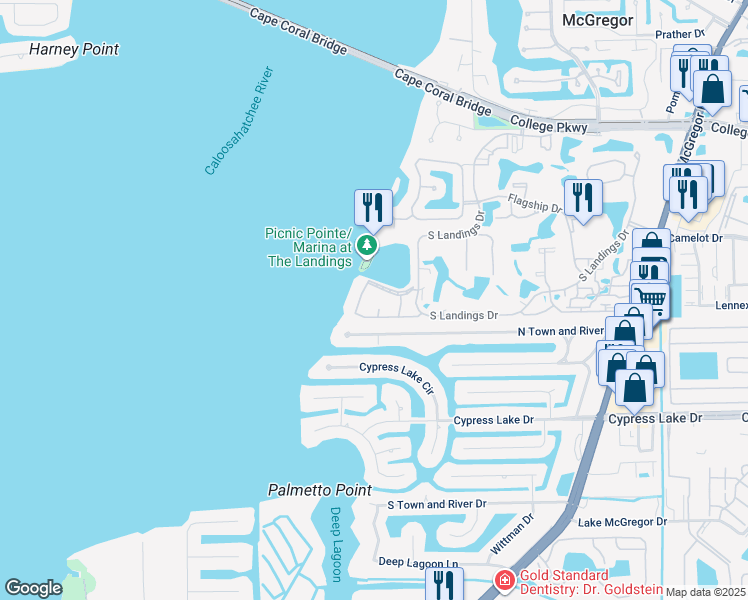 map of restaurants, bars, coffee shops, grocery stores, and more near 4986 Marlinspike Court in Fort Myers