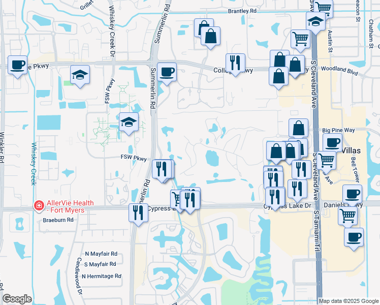 map of restaurants, bars, coffee shops, grocery stores, and more near 1769 Augusta Drive in Fort Myers