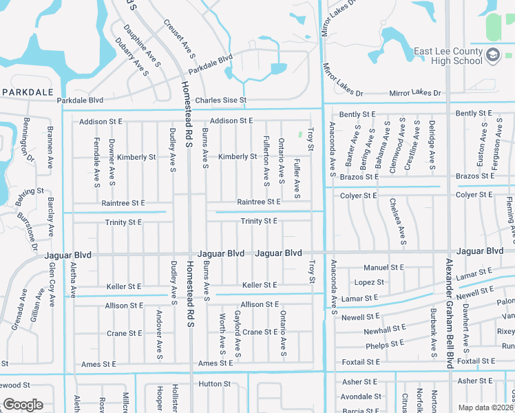 map of restaurants, bars, coffee shops, grocery stores, and more near 636 Raintree Street East in Lehigh Acres