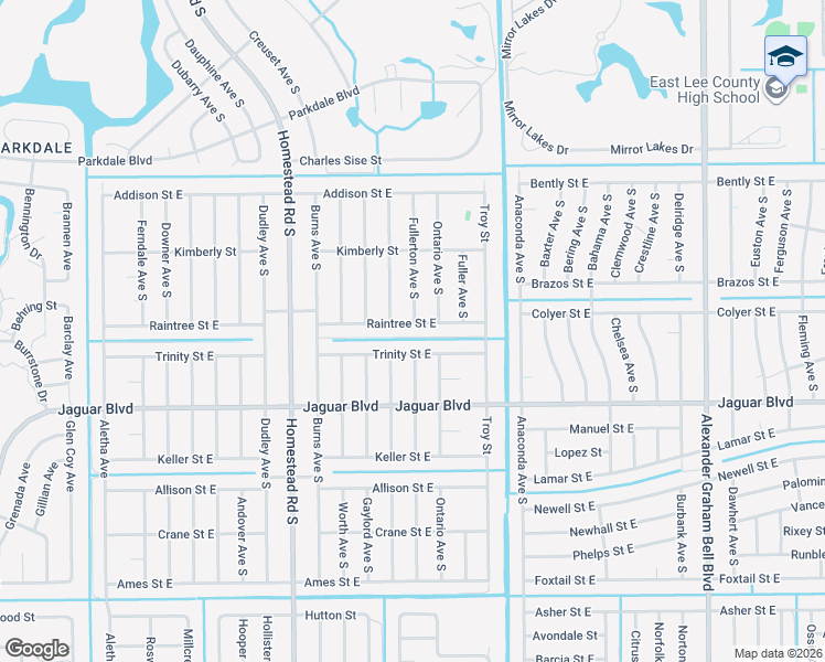 map of restaurants, bars, coffee shops, grocery stores, and more near 636 Raintree Street East in Lehigh Acres