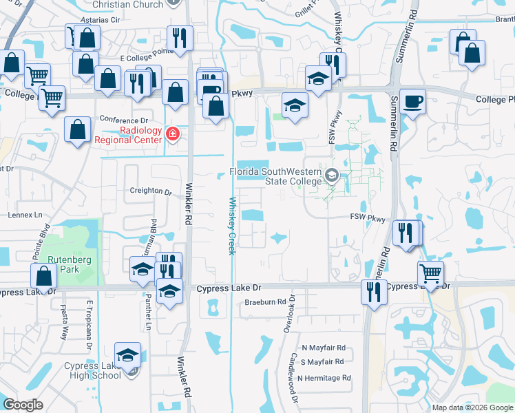 map of restaurants, bars, coffee shops, grocery stores, and more near 8382 North Haven Lane in Fort Myers
