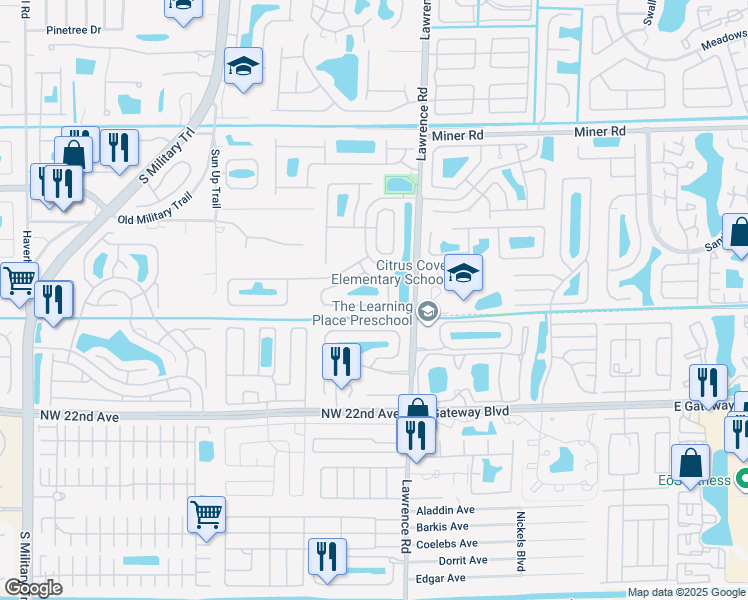 map of restaurants, bars, coffee shops, grocery stores, and more near 8241 White Rock Circle in Boynton Beach