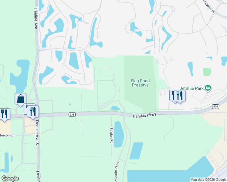 map of restaurants, bars, coffee shops, grocery stores, and more near 10900 Legacy Gateway Circle in Fort Myers