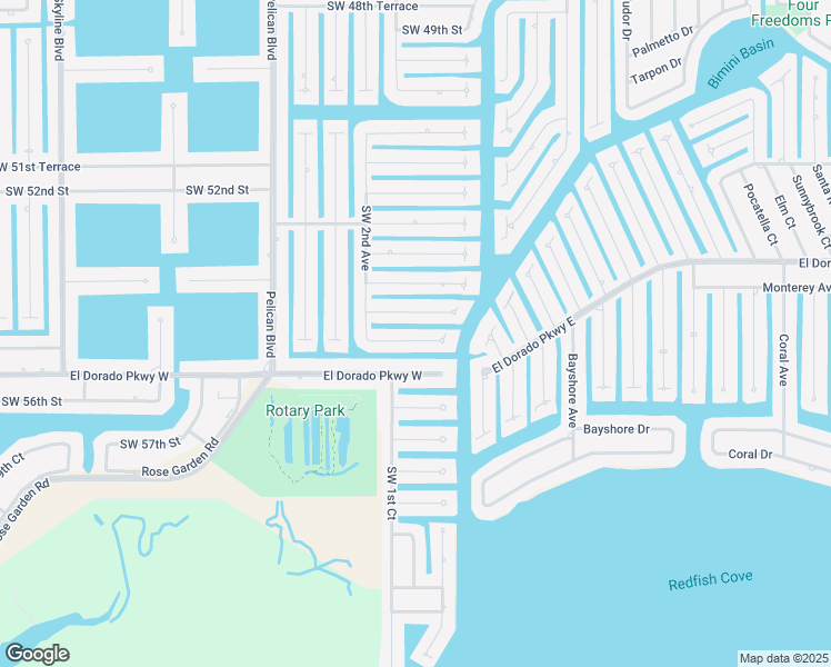 map of restaurants, bars, coffee shops, grocery stores, and more near 124 Southwest 54th Terrace in Cape Coral