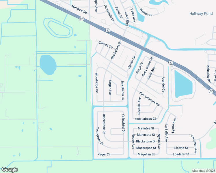 map of restaurants, bars, coffee shops, grocery stores, and more near 821 Unger Avenue in Fort Myers