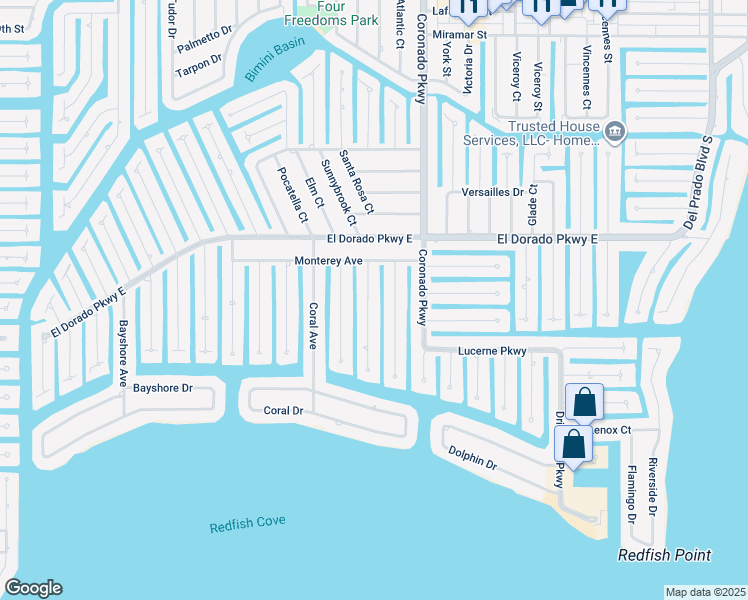 map of restaurants, bars, coffee shops, grocery stores, and more near 5337 Delano Court in Cape Coral