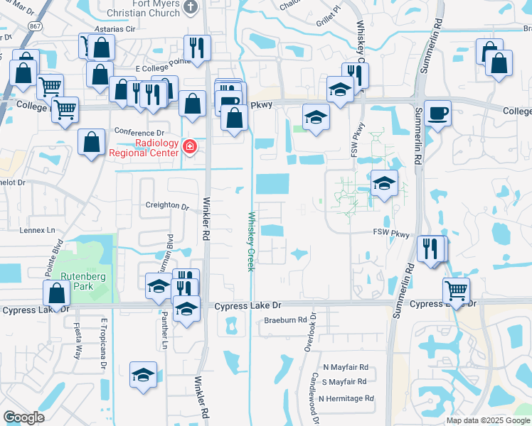 map of restaurants, bars, coffee shops, grocery stores, and more near 8421 North Haven Lane in Fort Myers