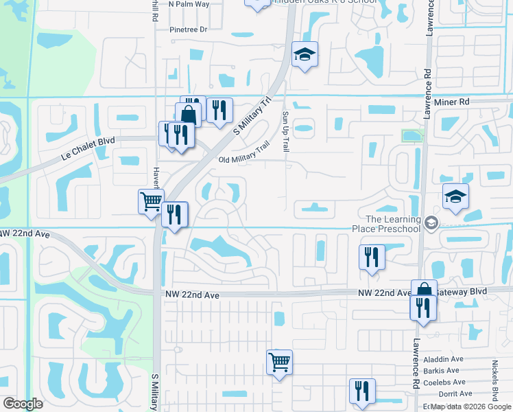 map of restaurants, bars, coffee shops, grocery stores, and more near 8431 Sun Up Trail in Boynton Beach