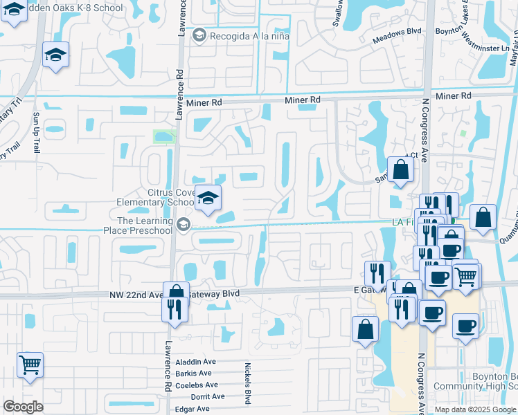 map of restaurants, bars, coffee shops, grocery stores, and more near 754 Sun Top Lane in Boynton Beach