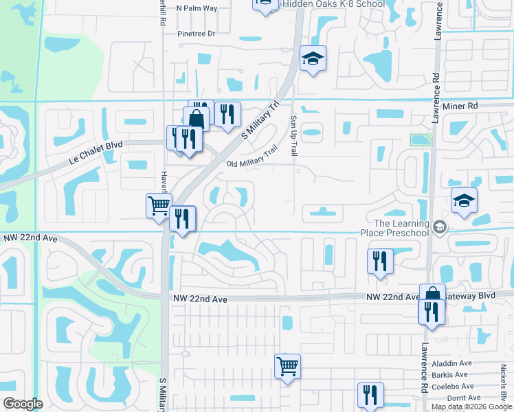 map of restaurants, bars, coffee shops, grocery stores, and more near 4635 Sextant Circle in Boynton Beach
