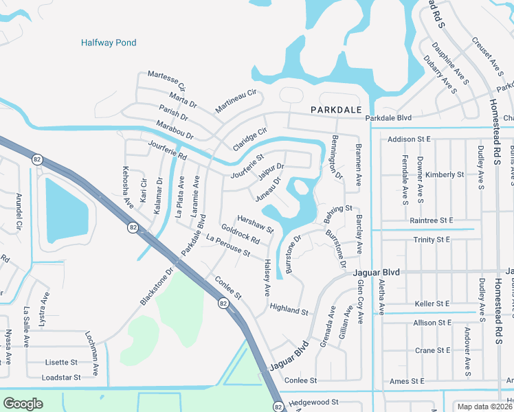 map of restaurants, bars, coffee shops, grocery stores, and more near 410 Juneau Drive in Lehigh Acres