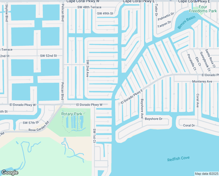 map of restaurants, bars, coffee shops, grocery stores, and more near 108 Southwest 54th Street in Cape Coral