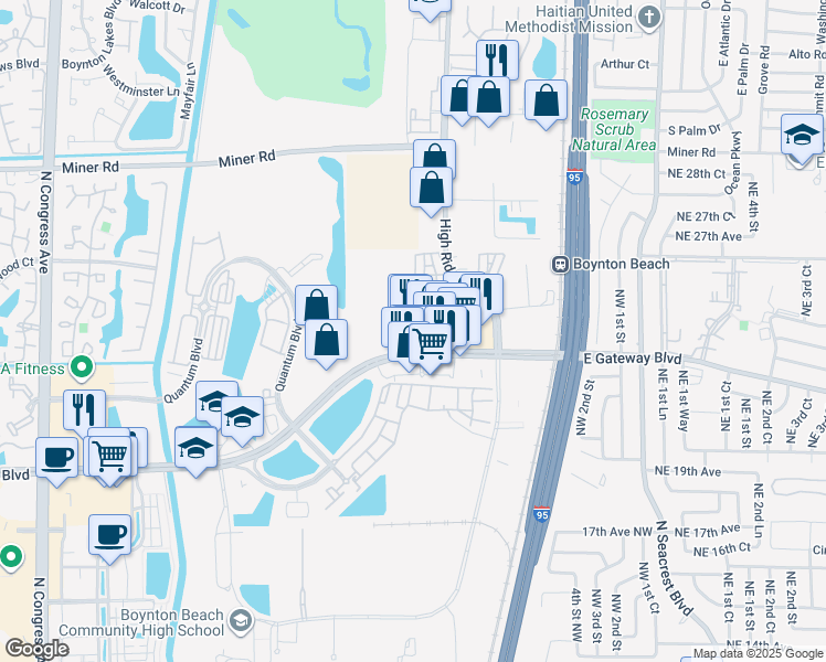map of restaurants, bars, coffee shops, grocery stores, and more near 1035 Gateway Boulevard in Boynton Beach