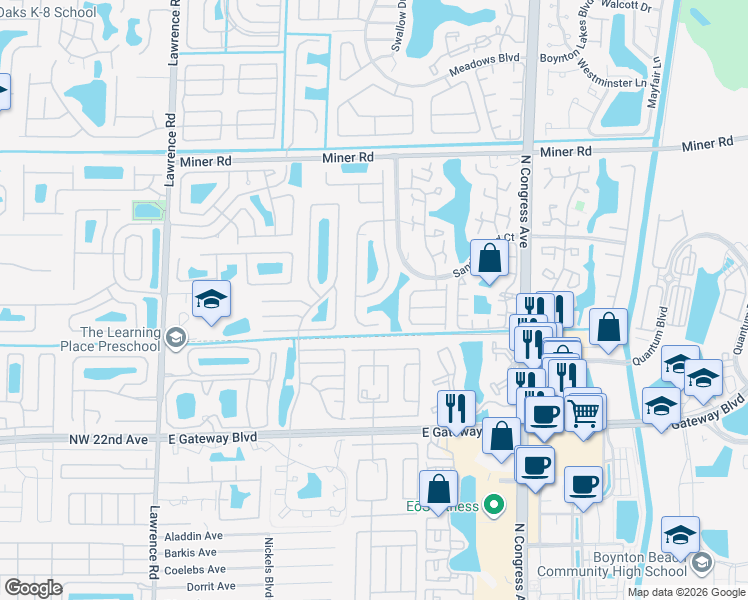 map of restaurants, bars, coffee shops, grocery stores, and more near 1809 Magliano Drive in Boynton Beach