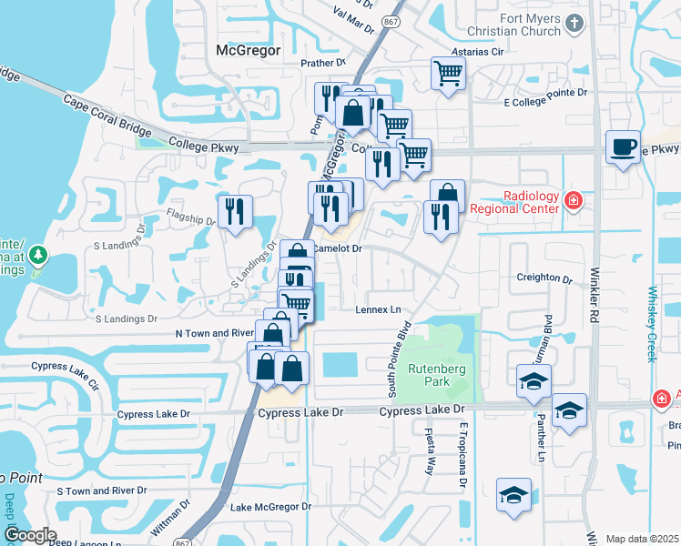 map of restaurants, bars, coffee shops, grocery stores, and more near 37331 Feather Sound Drive in Fort Myers