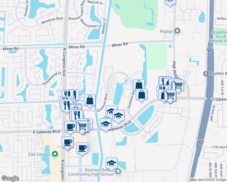 map of restaurants, bars, coffee shops, grocery stores, and more near 2915 South Greenleaf Circle in Boynton Beach