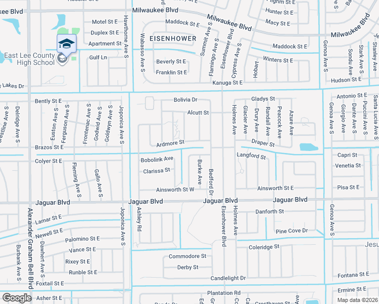 map of restaurants, bars, coffee shops, grocery stores, and more near 764 Cashmere Ave in Lehigh Acres