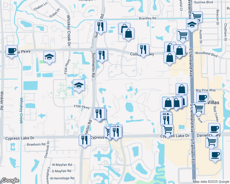 map of restaurants, bars, coffee shops, grocery stores, and more near 1788 Augusta Drive in Fort Myers