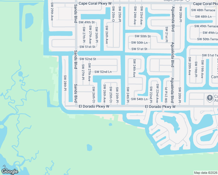 map of restaurants, bars, coffee shops, grocery stores, and more near 5310 Southwest 25th Court in Cape Coral
