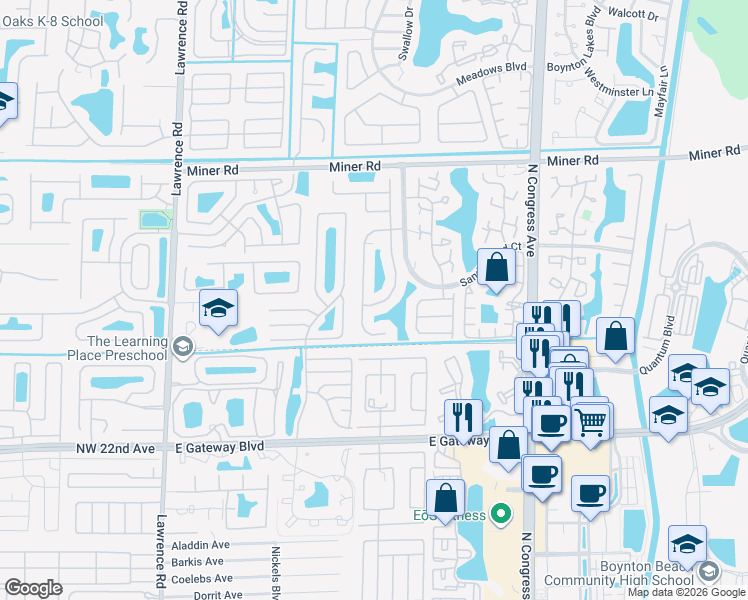 map of restaurants, bars, coffee shops, grocery stores, and more near 1806 Magliano Drive in Boynton Beach