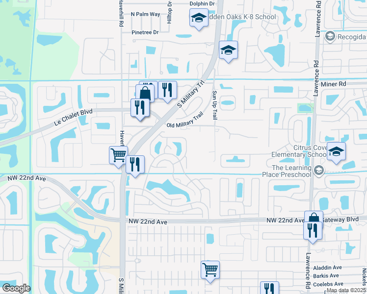 map of restaurants, bars, coffee shops, grocery stores, and more near 4666 Sextant Circle in Boynton Beach