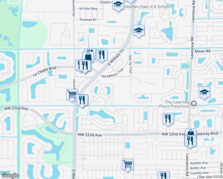 map of restaurants, bars, coffee shops, grocery stores, and more near 4666 Sextant Circle in Boynton Beach