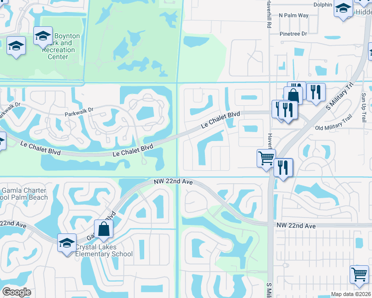 map of restaurants, bars, coffee shops, grocery stores, and more near 8368 Mildred Drive West in Boynton Beach
