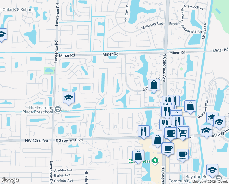map of restaurants, bars, coffee shops, grocery stores, and more near 1809 Magliano Drive in Boynton Beach