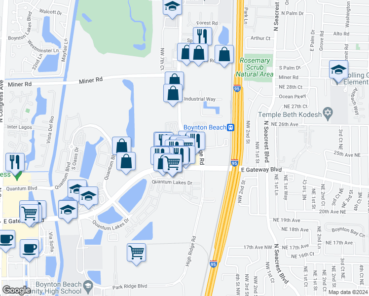 map of restaurants, bars, coffee shops, grocery stores, and more near 506 Northwest 24th Avenue in Boynton Beach