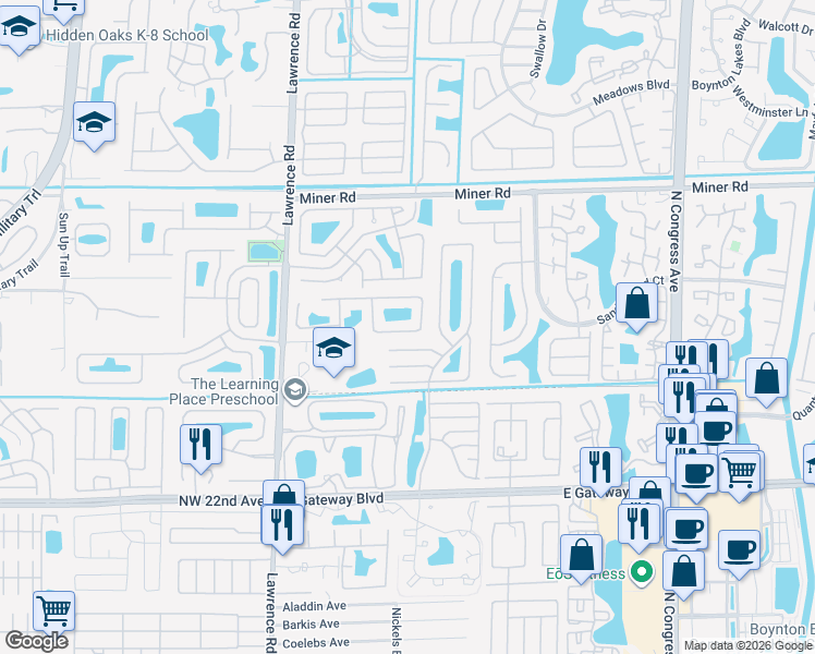 map of restaurants, bars, coffee shops, grocery stores, and more near 131 Citrus Park Circle in Boynton Beach