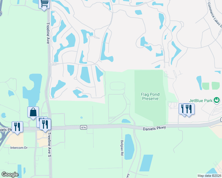 map of restaurants, bars, coffee shops, grocery stores, and more near 13461 Chana Court in Fort Myers