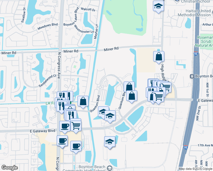 map of restaurants, bars, coffee shops, grocery stores, and more near 3164 North Greenleaf Circle in Boynton Beach