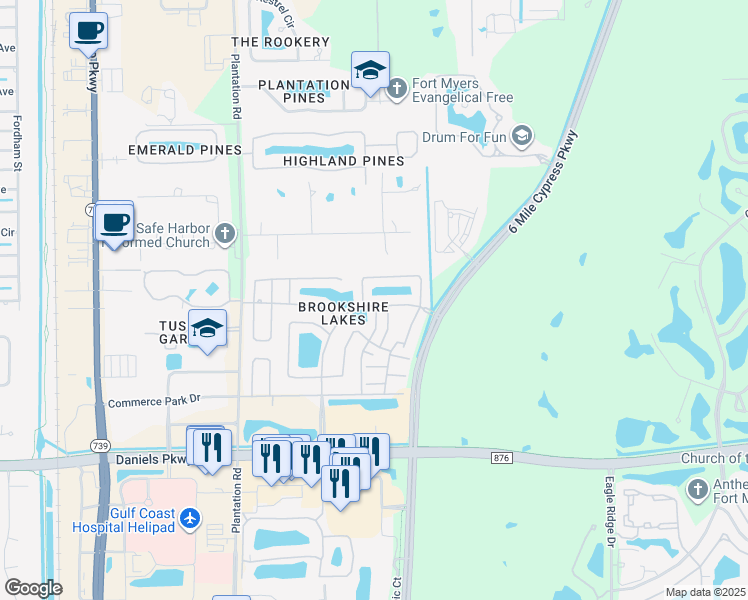 map of restaurants, bars, coffee shops, grocery stores, and more near 6801 Saint Edmunds Loop in Fort Myers