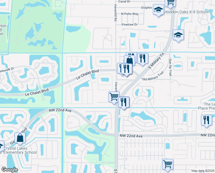 map of restaurants, bars, coffee shops, grocery stores, and more near 5080 Little Beth Drive South in Boynton Beach
