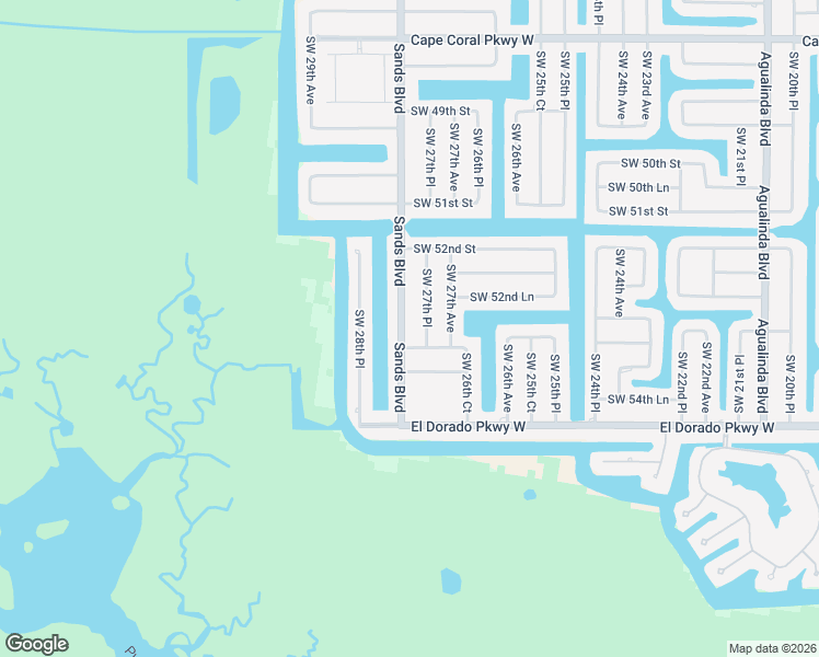 map of restaurants, bars, coffee shops, grocery stores, and more near 5242 Sands Boulevard in Cape Coral