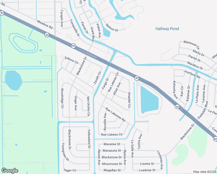 map of restaurants, bars, coffee shops, grocery stores, and more near 721 Fargo Drive in Fort Myers
