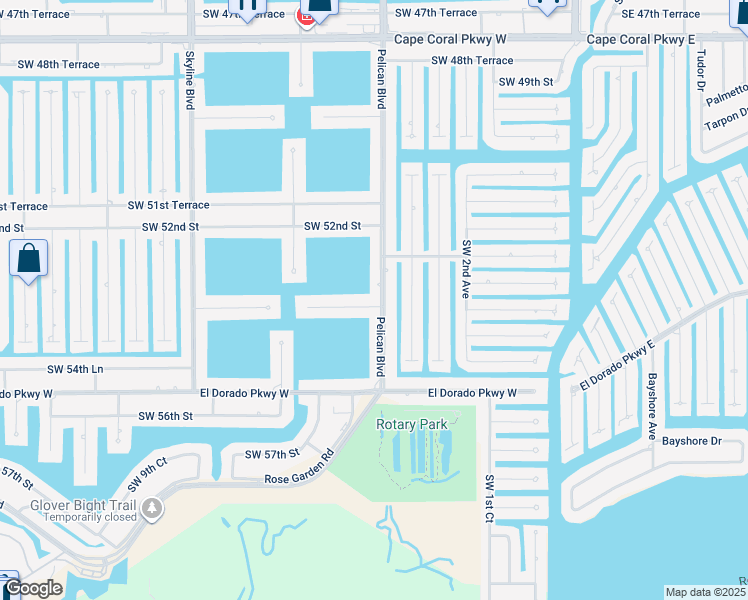 map of restaurants, bars, coffee shops, grocery stores, and more near 5304 Pelican Boulevard in Cape Coral