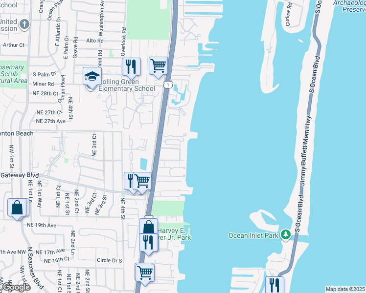 map of restaurants, bars, coffee shops, grocery stores, and more near 623 Windward Circle in Boynton Beach