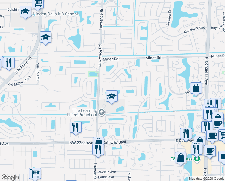 map of restaurants, bars, coffee shops, grocery stores, and more near 45 Citrus Park Drive in Boynton Beach