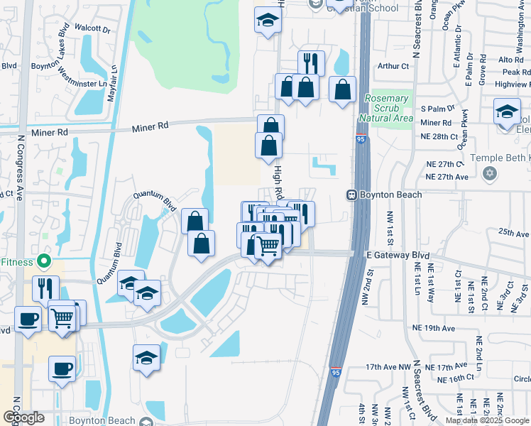 map of restaurants, bars, coffee shops, grocery stores, and more near 616 Northwest 25th Avenue in Boynton Beach