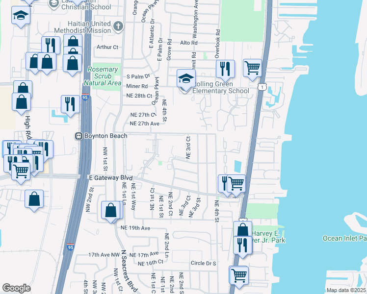 map of restaurants, bars, coffee shops, grocery stores, and more near 2638 3rd Court Northeast in Boynton Beach