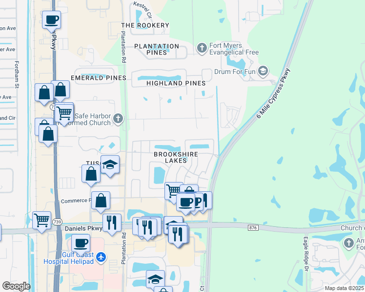 map of restaurants, bars, coffee shops, grocery stores, and more near 6801 Saint Edmunds Loop in Fort Myers