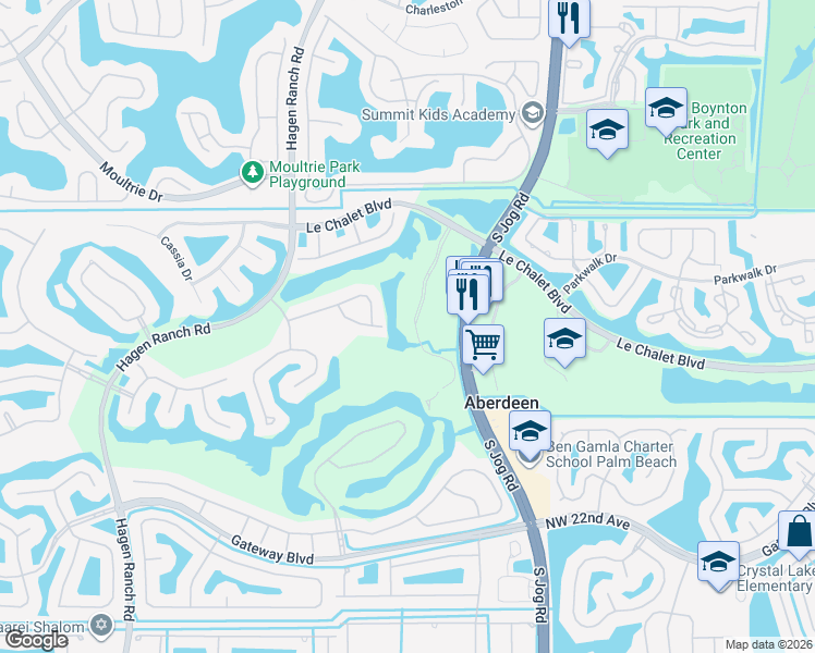 map of restaurants, bars, coffee shops, grocery stores, and more near 8081 Aberdeen Drive in Boynton Beach