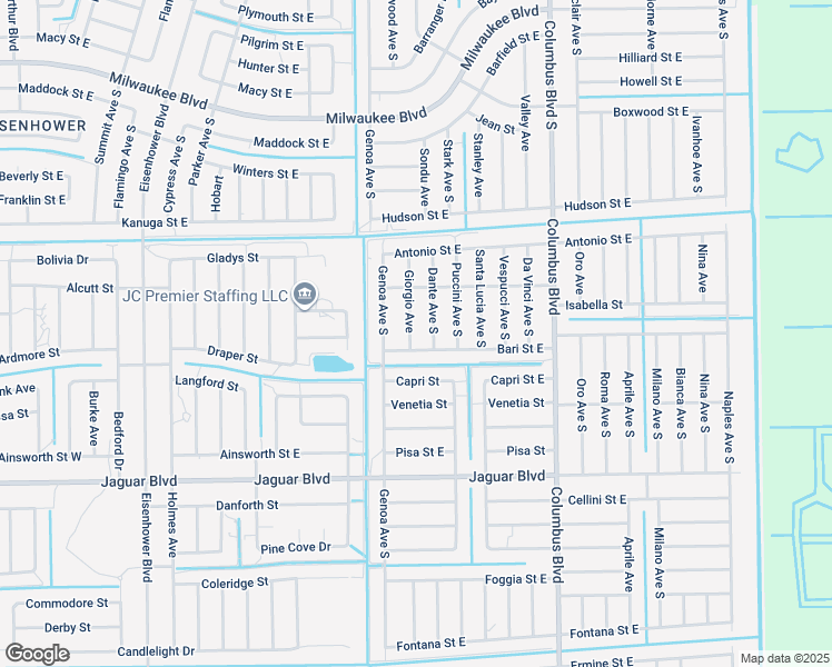 map of restaurants, bars, coffee shops, grocery stores, and more near 728 Dante Avenue South in Lehigh Acres