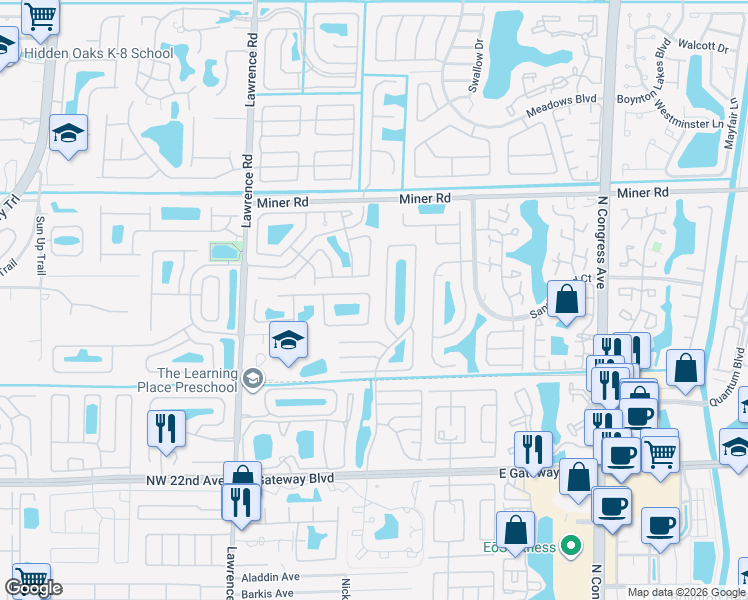 map of restaurants, bars, coffee shops, grocery stores, and more near 112 Citrus Park Circle in Boynton Beach