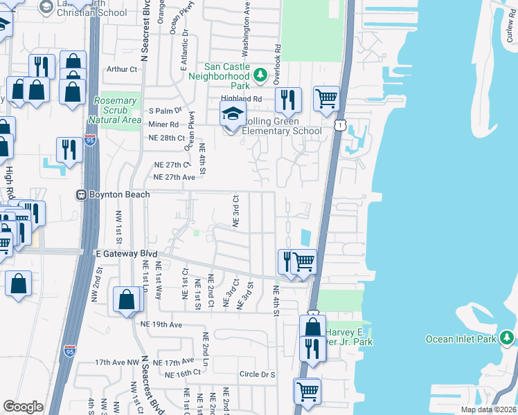 map of restaurants, bars, coffee shops, grocery stores, and more near 2639 4th Court Northeast in Boynton Beach