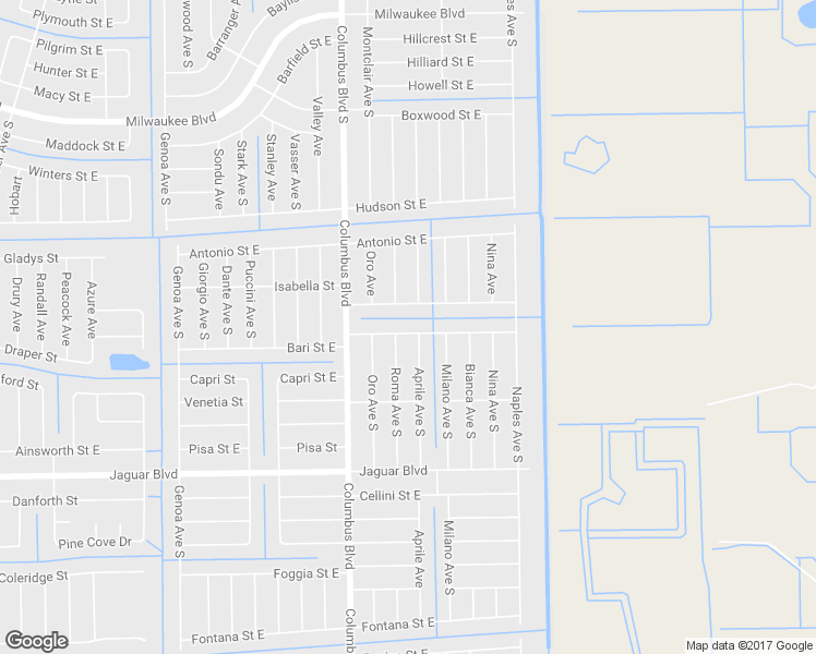 map of restaurants, bars, coffee shops, grocery stores, and more near 1219 Bari Street East in Lehigh Acres