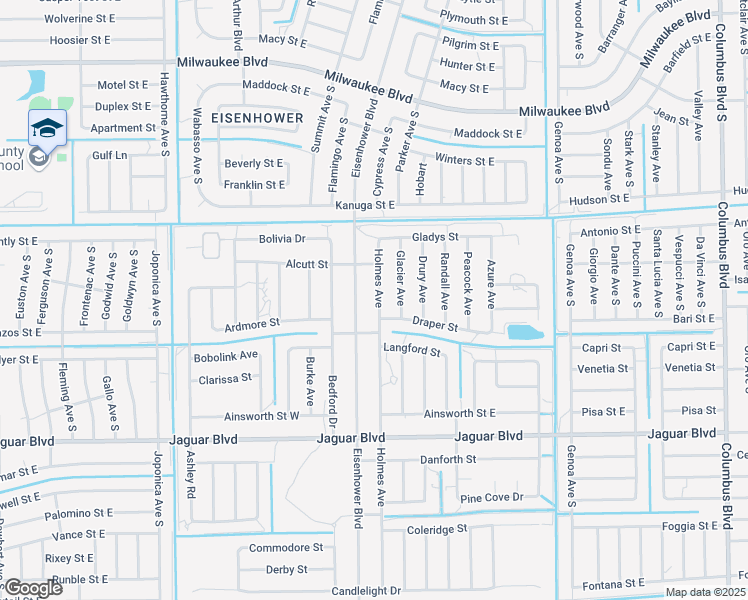 map of restaurants, bars, coffee shops, grocery stores, and more near 728 Holmes Avenue in Lehigh Acres