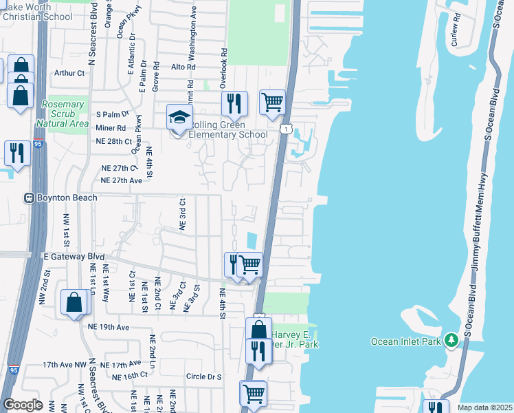map of restaurants, bars, coffee shops, grocery stores, and more near 12 Crossings Circle in Boynton Beach